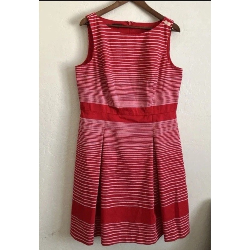 Talbots Dress Nautical Red White Rope Stripe Fit and Flare Sleeveless Cotton 12